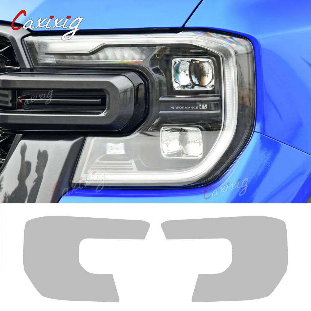 2 Pcs Car Headlight Protective Film Transparent Smoke Black TPU Sticker For Ford Ranger 2023 2024 T9 Wildtrack Raptor Accessorie