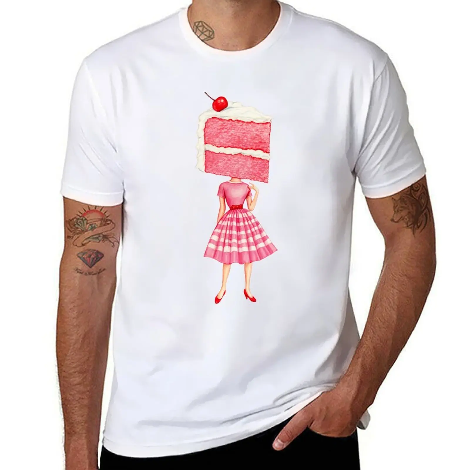 

Cake Head Pin-Up: Cherry T-Shirt Urban Style Casual Short Sleeve Top