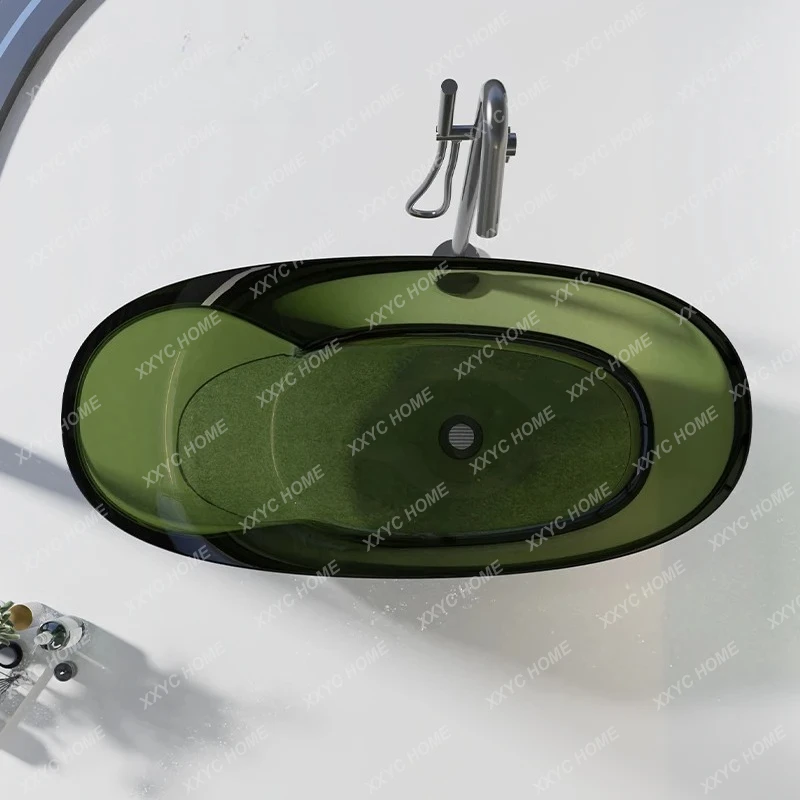 A  Transparent bathtub Household Color crystal bathtub Integrated forming Freestanding transparent bathtub
