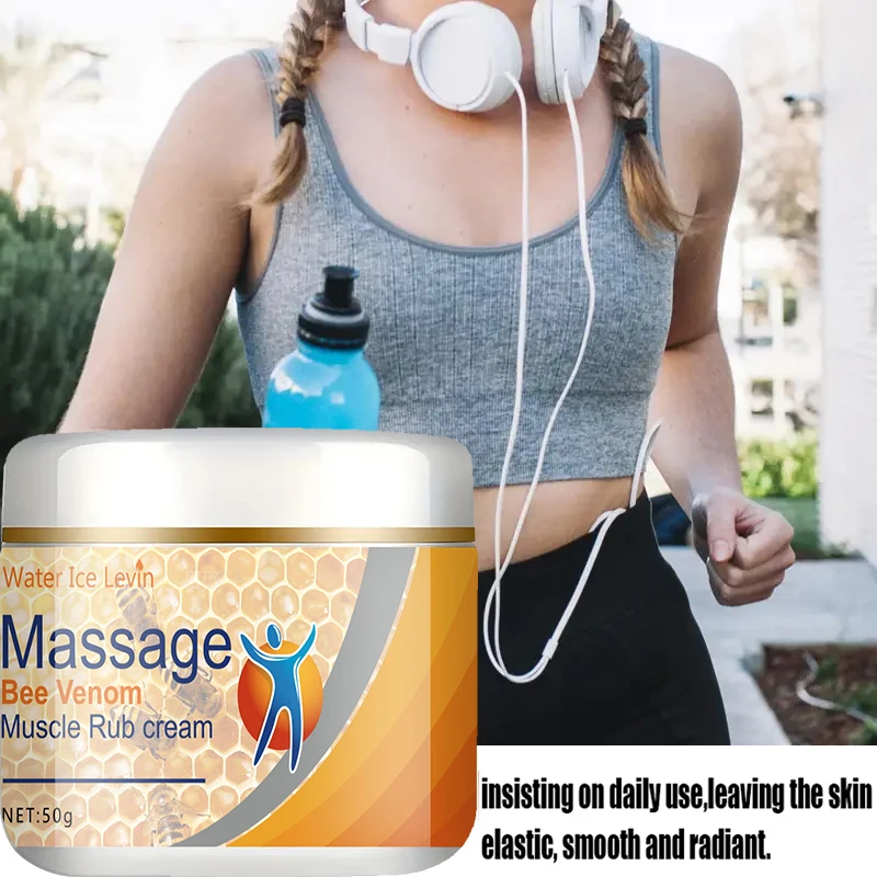 Crema de masaje muscular de veneno de abeja, contiene ingredientes naturales como apicultura, Aloe Vera, hidratante, cuidado de la piel, bloqueo de la humedad, piel suave y delicada, hidratante y alisadora, adecuada pa