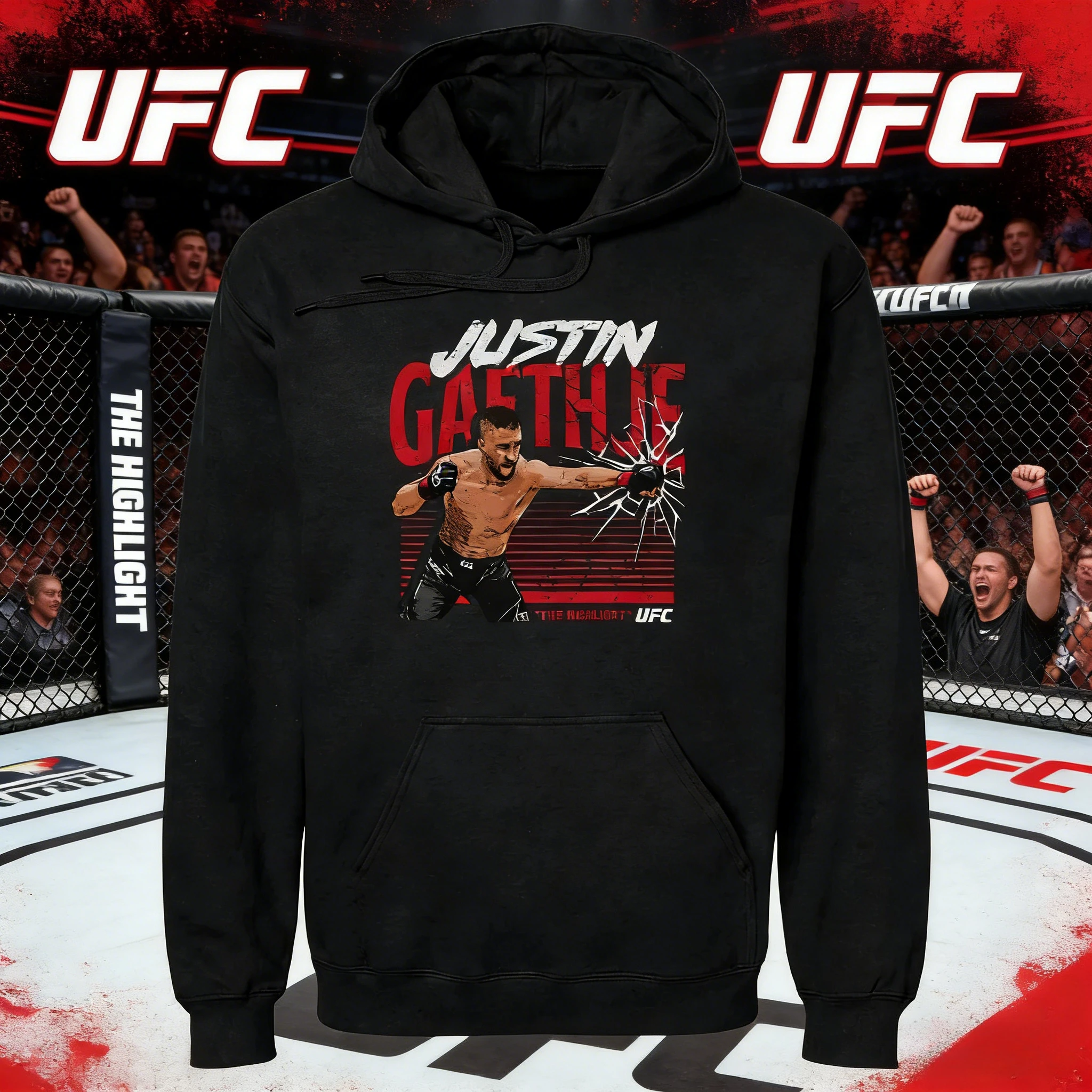 

Осень/зима 2026, UFC Justin Gaethje, боевая толстовка с рисунком, женская модная свободная повседневная хлопковая теплая толстовка, пальто унисекс