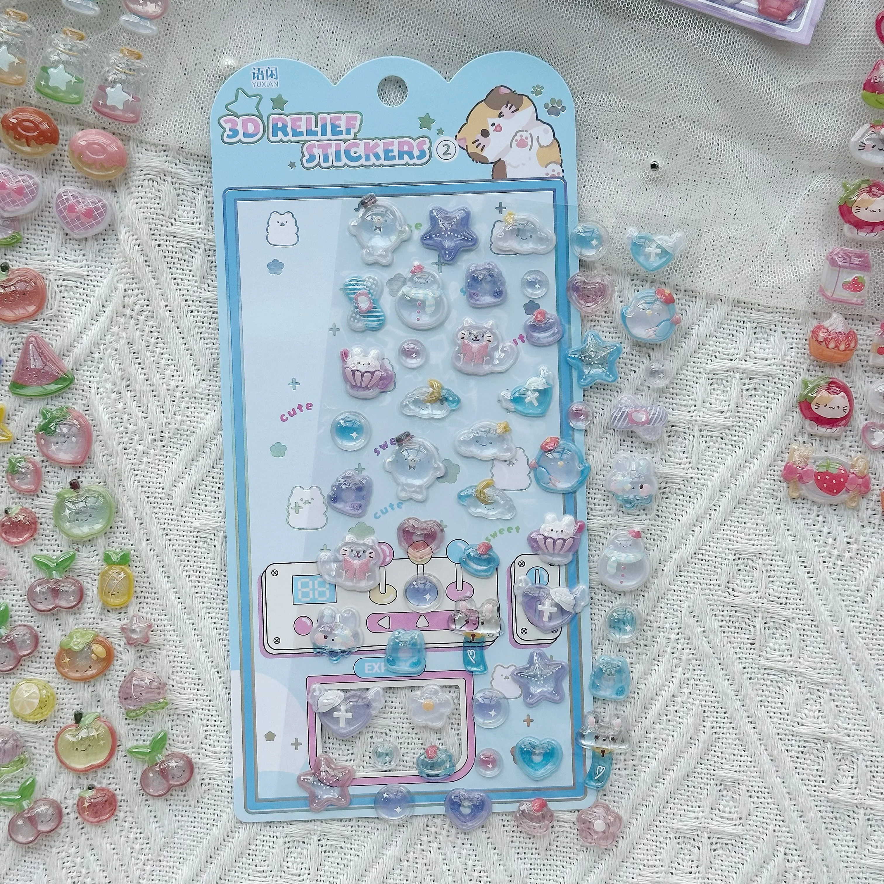 Mr. Paper 7Style Sweet Candy Party Series 3D Embossed Cute Sticker DIY Notebook Mobile Phone Case Photo Frame Photo Album Card