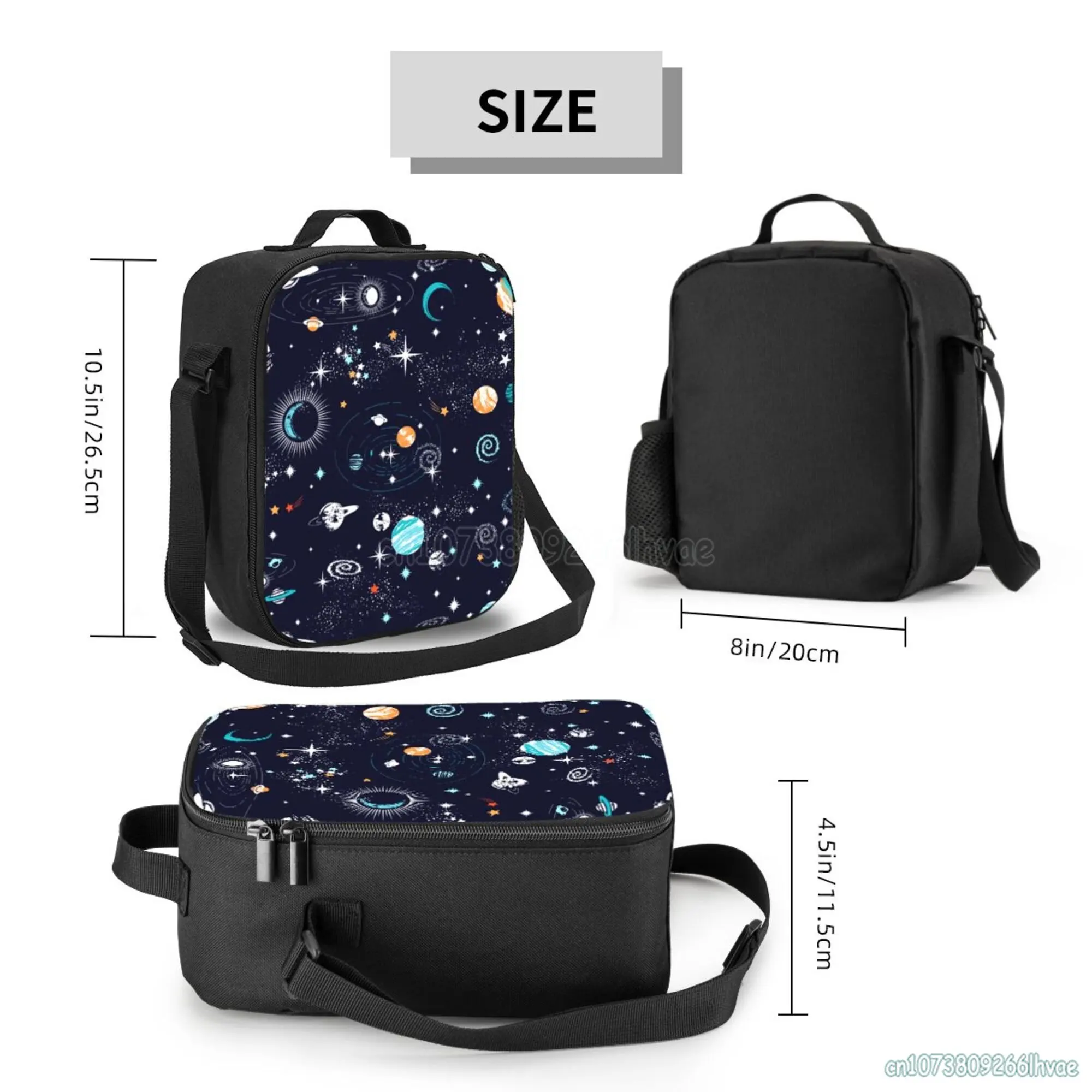 Space Planet Insulated Lunch Box Galaxy Cooler Tote Large Lunch Bag with Adjustable Shoulder Strap for Girls Boys School Picnic