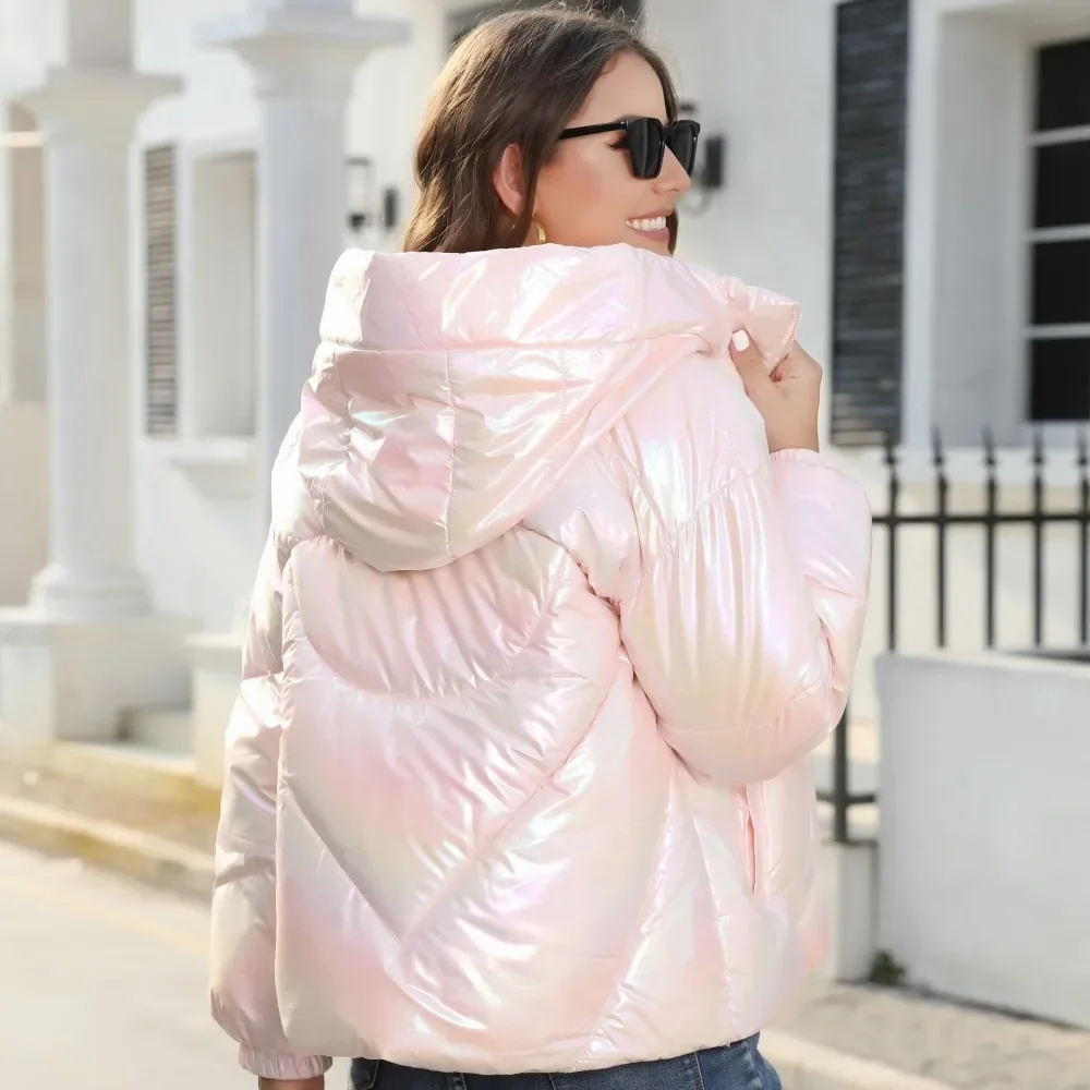 Casual Quilted Coats Women Hooded Down Coats Long Sleeved Jackets Ladies Casual Comfortable Autumn Winter Outerwear