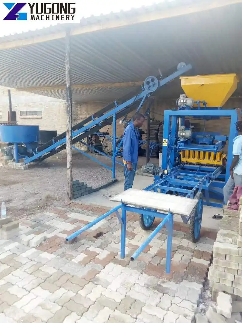 YG QT4-24 Semi Automatic Block Construction Manufacturing Brick Making Machine To Ghana Concrete Brick Making Machine