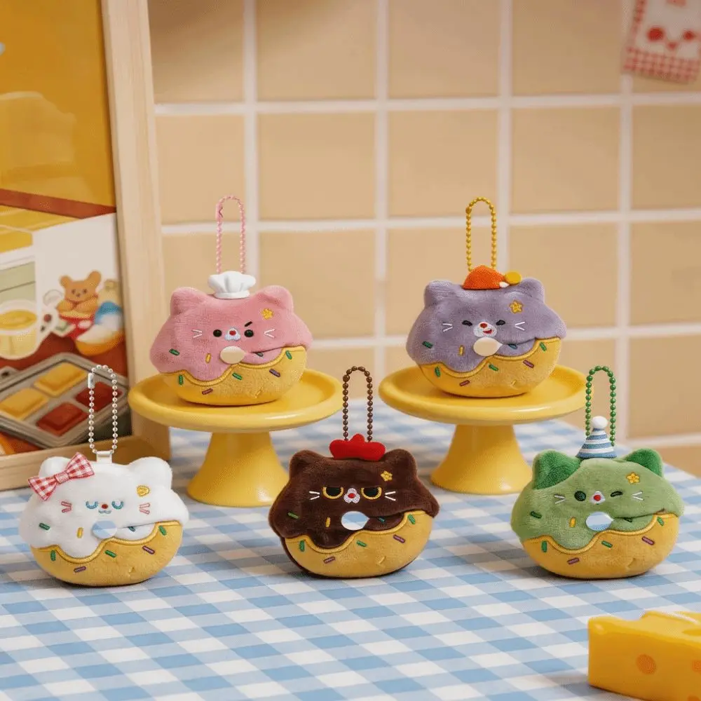 Little Cat Donut Cat Keychain Soft Cartoon Design Cute Cat Keychain Furry Design Dopamine Style Bag Pendant Bag Hanger