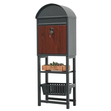 Fixed Standing Mailbox with Basket with Key Nordic Style Freestanding Residential Newspaper Rack