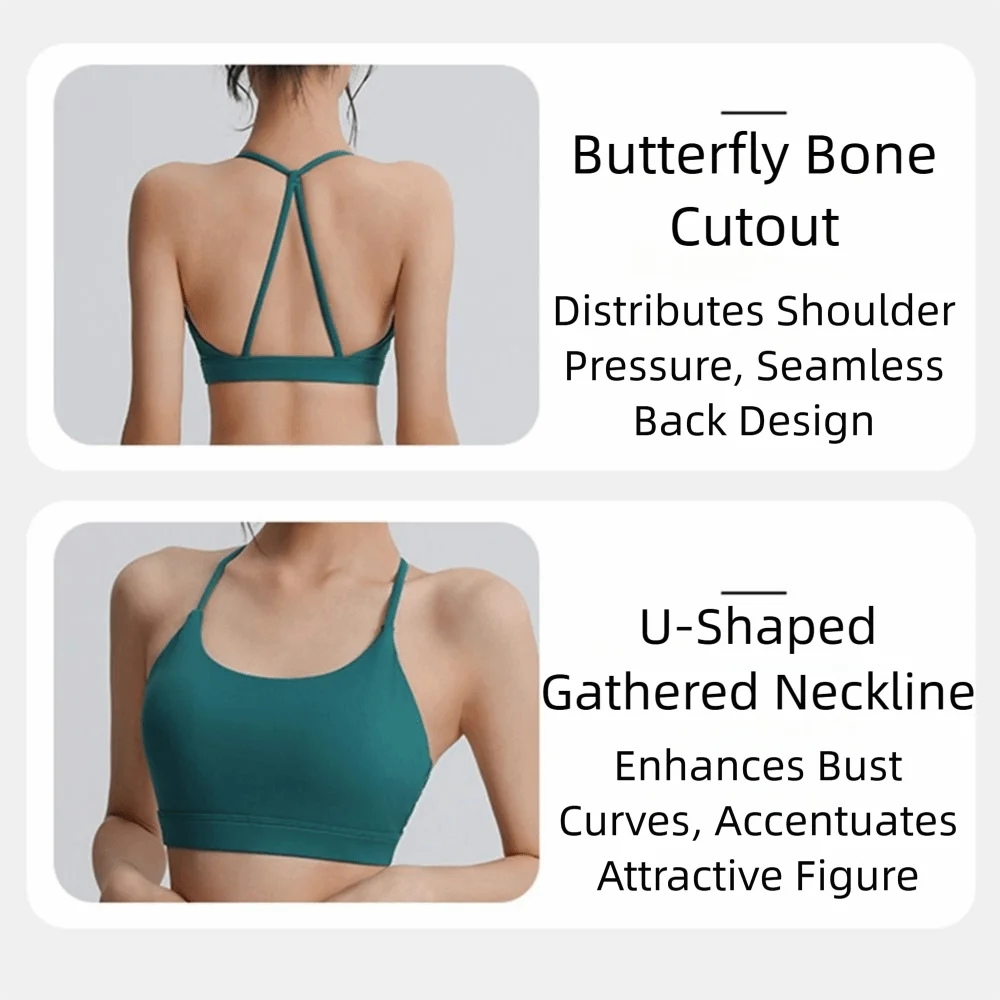 Widen Band Nahtloser Damen-Sport-BH, atmungsaktiv, mit Brustpolster, modische Yoga-Tops, aushöhlen, bequeme Damen-Dessous, Yoga