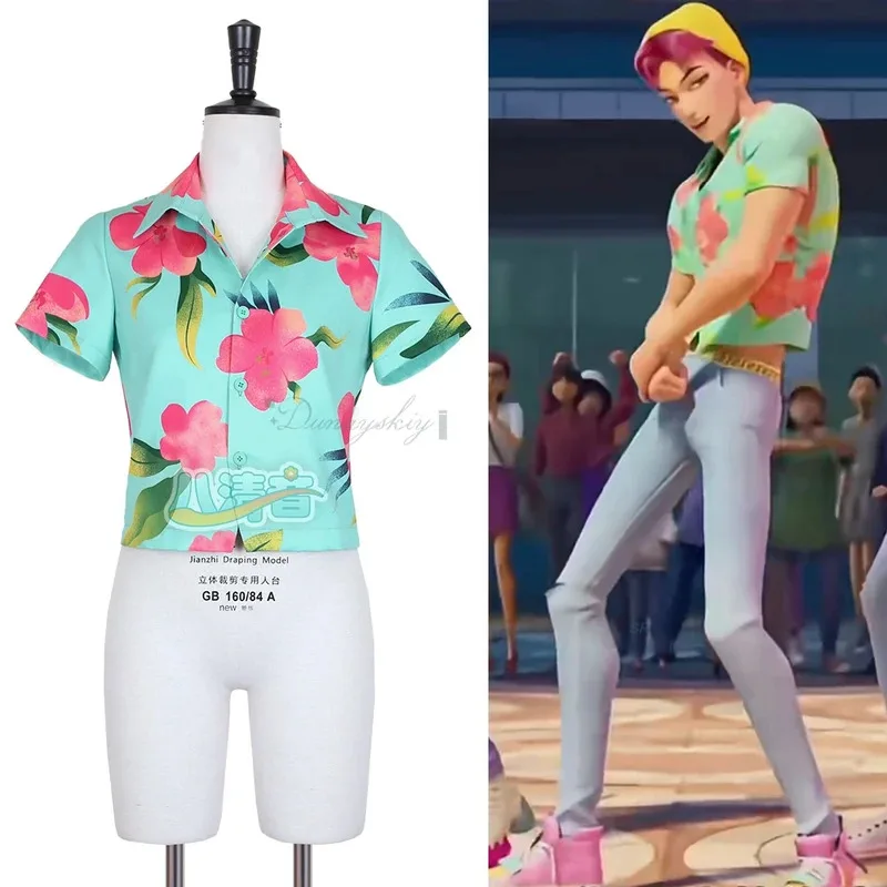 DY20Saja 소년 애비 코스프레 의상 Kpop 악마 헌터 코스프레 의상 가발 30CM 짧은 머리 롤 플레잉 공연 카니발 할로윈