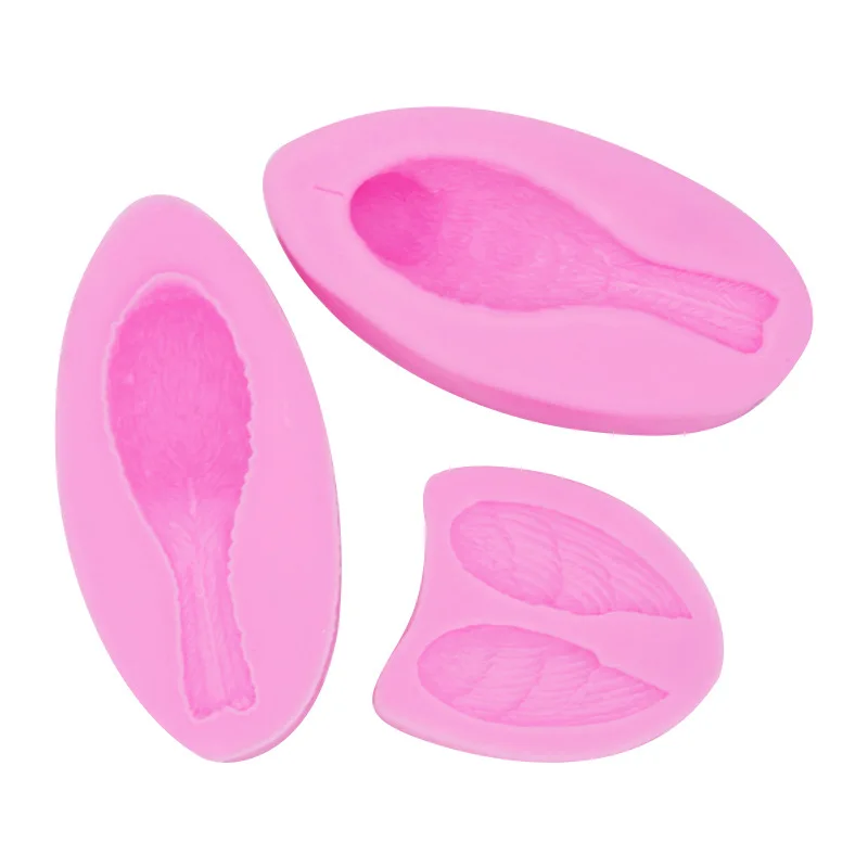Bird Wings 3-piece Set with Clear Texture Fondant Cake Mousse Silicone Mold 15-765
