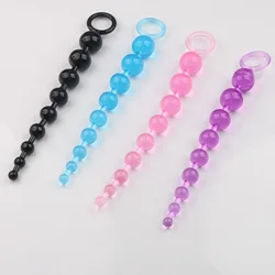 Jelly Anal Beads Orgasm Vagina Plug Play Pull Ring Ball Anal Stimulator Butt Beads Plug Sex Toys For Adult Men Women Gay Male