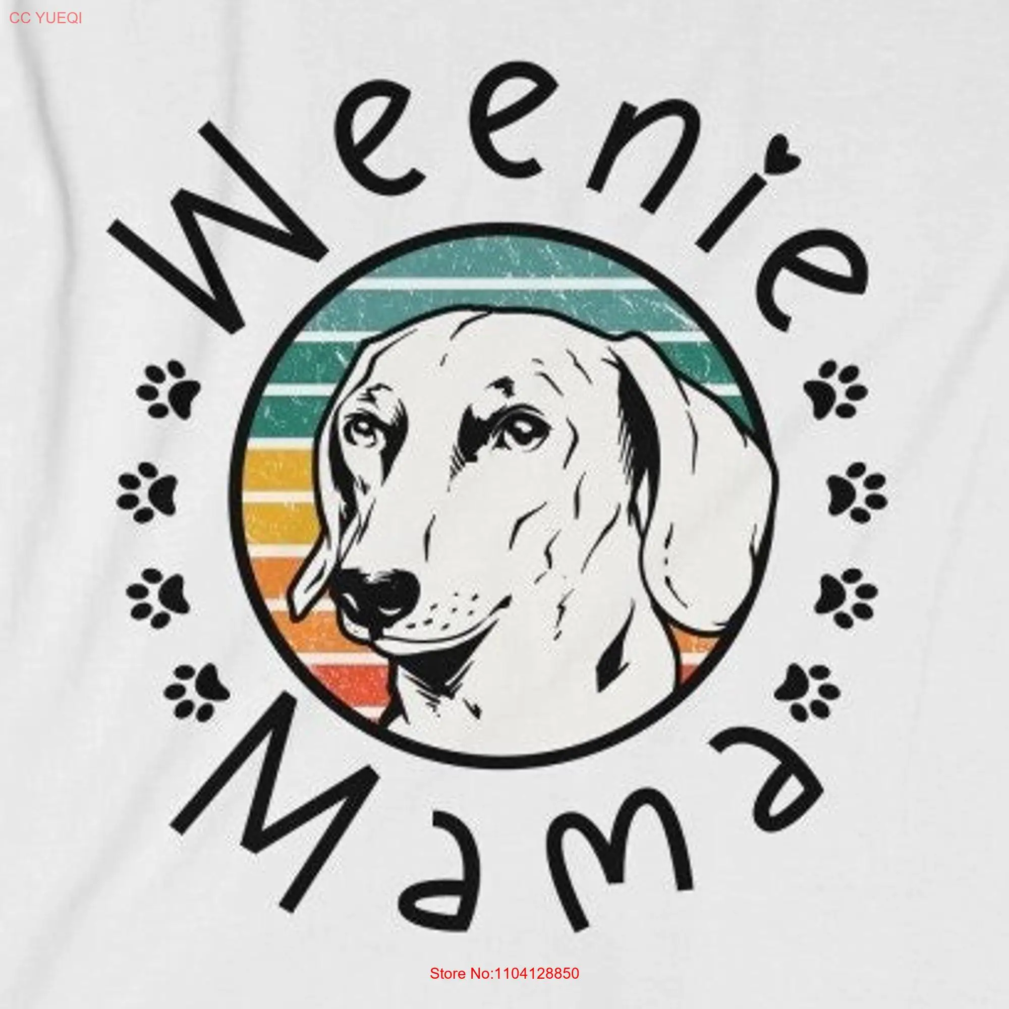 Weenie Mama Doxie 엄마 닥스훈트 연인 티셔츠, 긴팔 또는 반팔