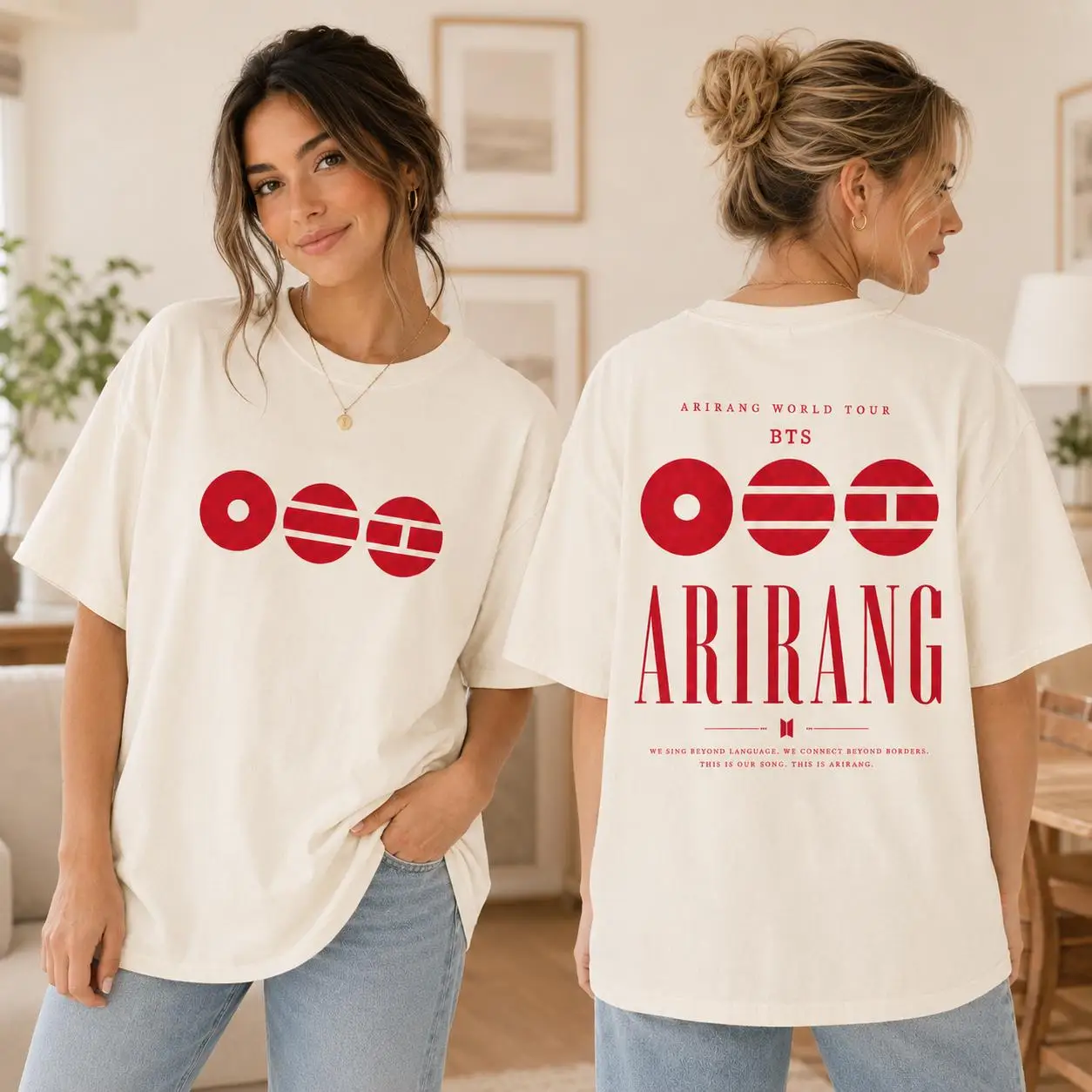 2026 BT21 Arirang Graphic T-shirt Men and Women Summer 100 Cotton Shirt Fashion High Quality Short Sleeved Top Streetwear Unisex view 2