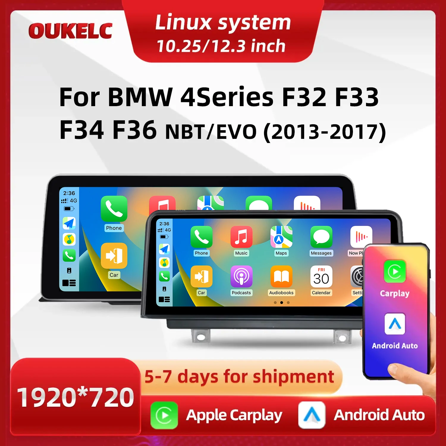 

For BMW 4 Series F32 F33 F34 F36 NBT Android Auto Multimedia Wireless Carplay Player BT Stereo Display Monitor BT Video System