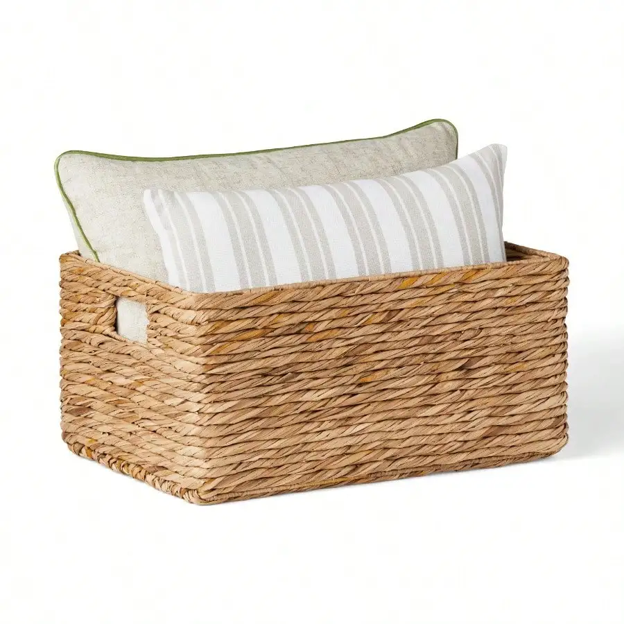 

Natural Woven Medium Waste Basket,Natural reed fibers are hand-woven on