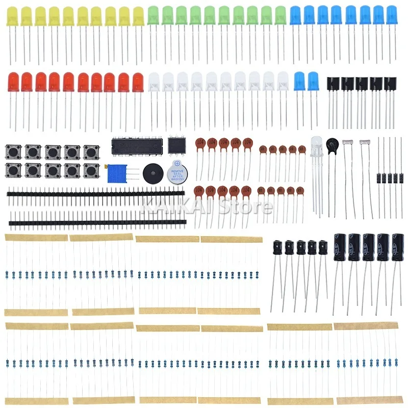 Imagem -05 - Básico Starter Kit para Arduino Componentes Eletrônicos Buzzer Led Capacitor Resistor Raspberry pi Mega2560 Novo