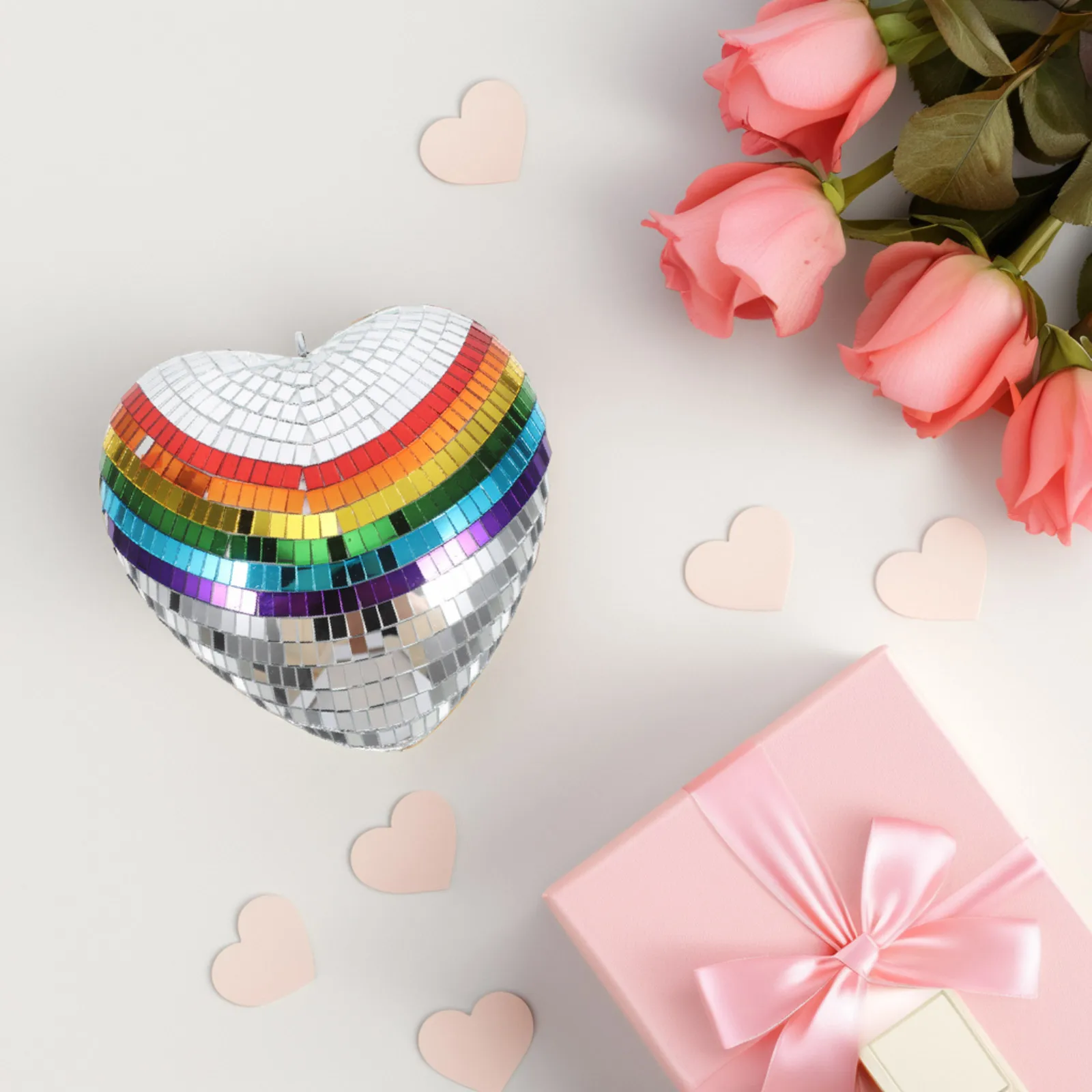 

Heart Shaped Disco Mirror Ball Party Wedding Stage Decor Hanging Ornament Retro Light Reflective Ball Dazzling Unique