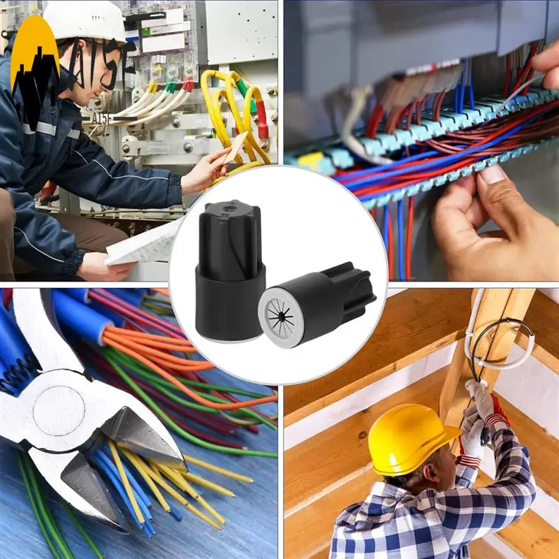 

A15F-50Pcs Waterproof Wire Nuts Outdoor Electrical Wire Connectors Black PVC For Sprinkler LED Landscape Light Irrigation Valves