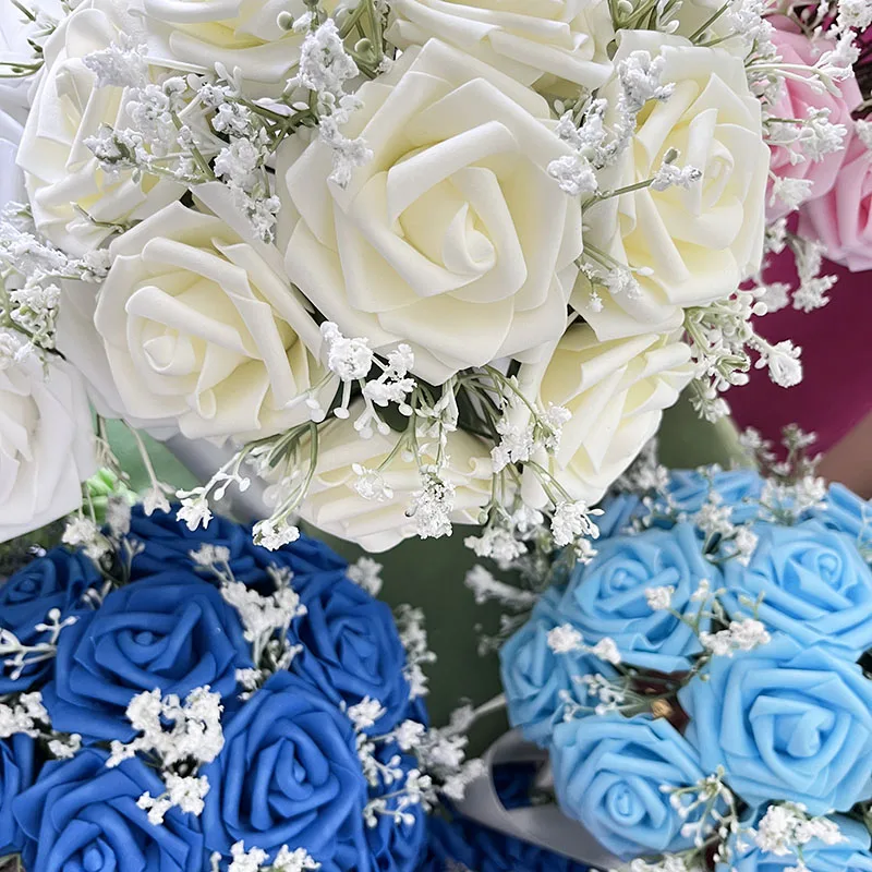 Bouquet de Fleurs en Mousse pour Demoiselles d'Honneur, Rose, Souffle de Bébé, Accessoires de Mariage, Décoration de Centre de Table