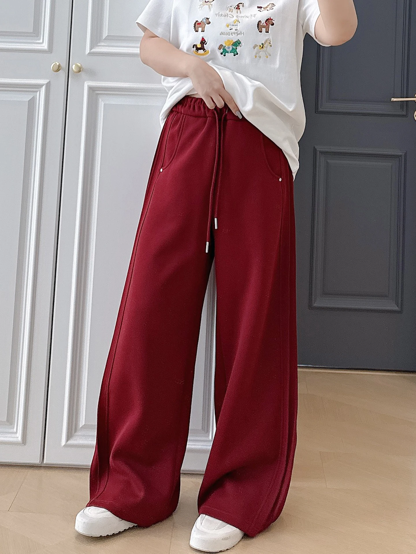 

High Waist Banana Wide Leg Pants plus Size Casual Trousers Hide Meat Slim Fit Sports Sweatpants for Heavy Women