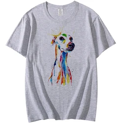 New Fashion Men o-neck Greyhound stampa ad acquerello unisex streetwear white Hip Hop Geek magliette a maniche corte