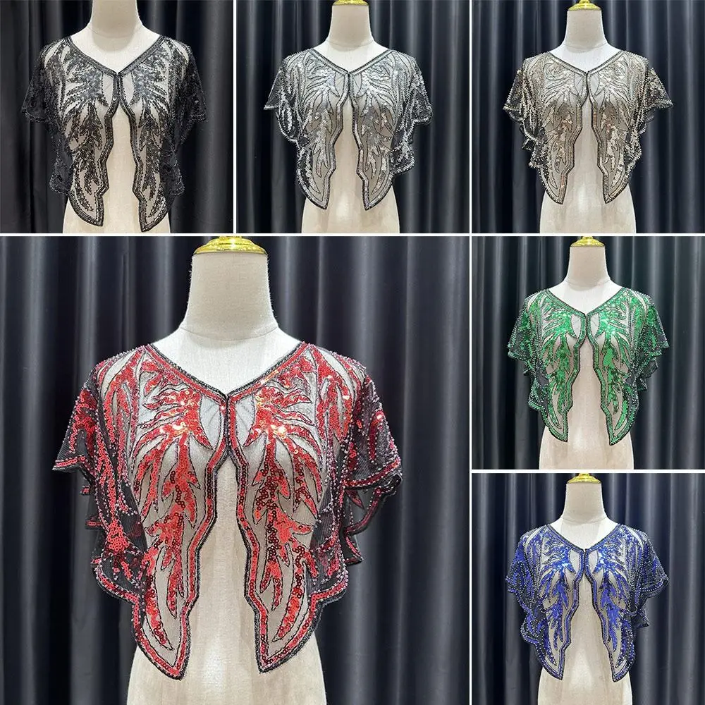 

Ретро 1920-х годов шаль с блестками Декор с растительным узором вечерние шаль шаль из бисера женская