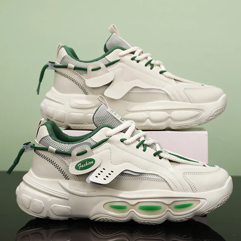 

Кроссовки на платформе для мужчин, повседневная обувь для бега, на шнуровке, Нескользящие, массивные, спортивные