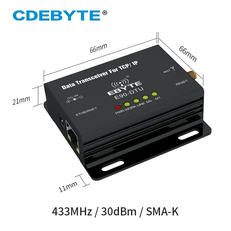 Imagem -02 - Ethernet Modbus 433mhz 1w Iot Uhf Longo Alcance 3km Transceptor sem Fio Módulo rf 433mhz Transmissor Receptor E90-dtu 433c30e