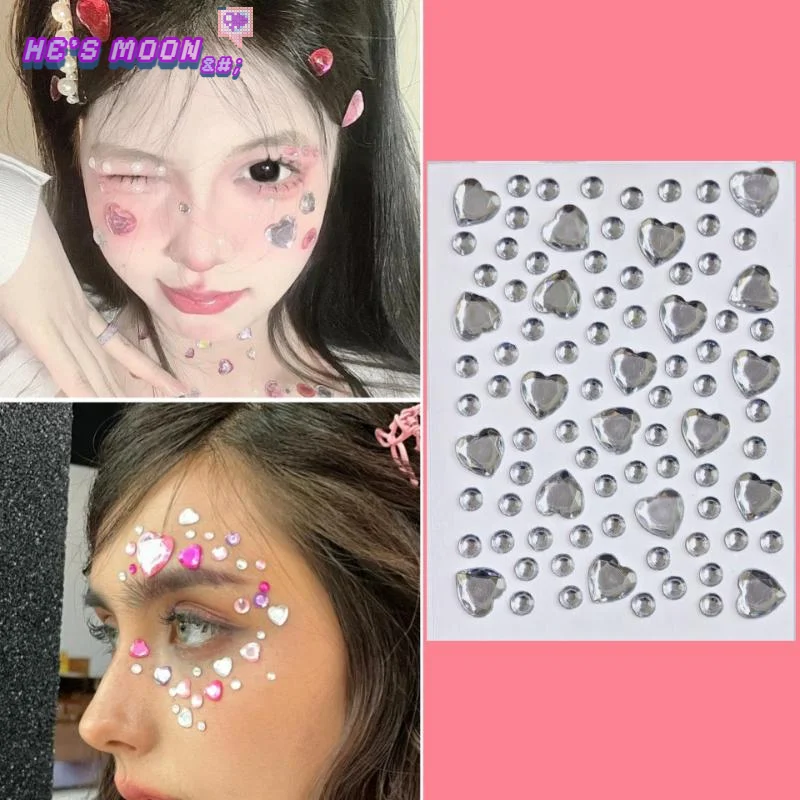 الملونة شكل قلب الماس جوهرة ملصق 3D الوجه حجر الراين الوشم عينيه ملصقات Fo مهرجان حزب المرحلة ماكياج الجسم بلينغ