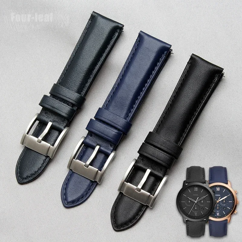 For Fosil Cowhide Cool Q Smart 22mm 24mm Ftw1114 Me3110 Fs5436 Stainless Steel Needle Buckle Soft Genuine Leather Watch Strap