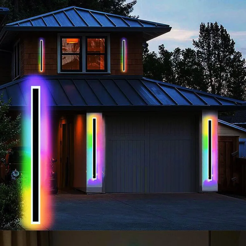 Waterproof Outdoor IP65 RGB Wall Light Modern Aluminum Indoor Dimmable Light Garden Porch Long wall Lamp AC110V 220V