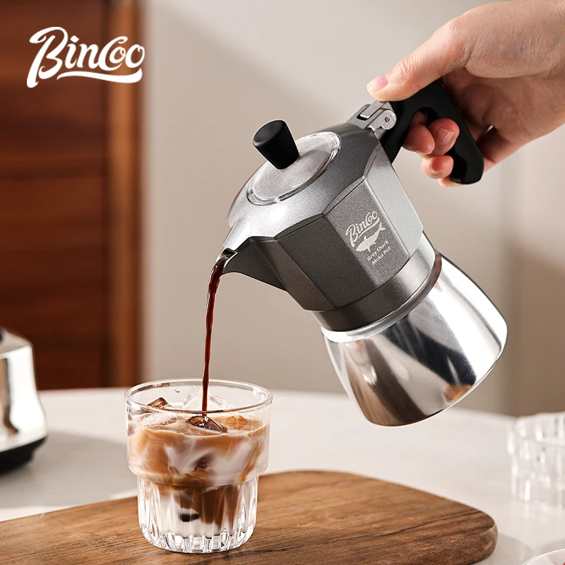 Bincoo วาล์วคู่ Espresso Maker Moka Pot สําหรับคลาสสิกอิตาเลี่ยนและ Cuban Café Brewing Professional Home Barista Accessorie