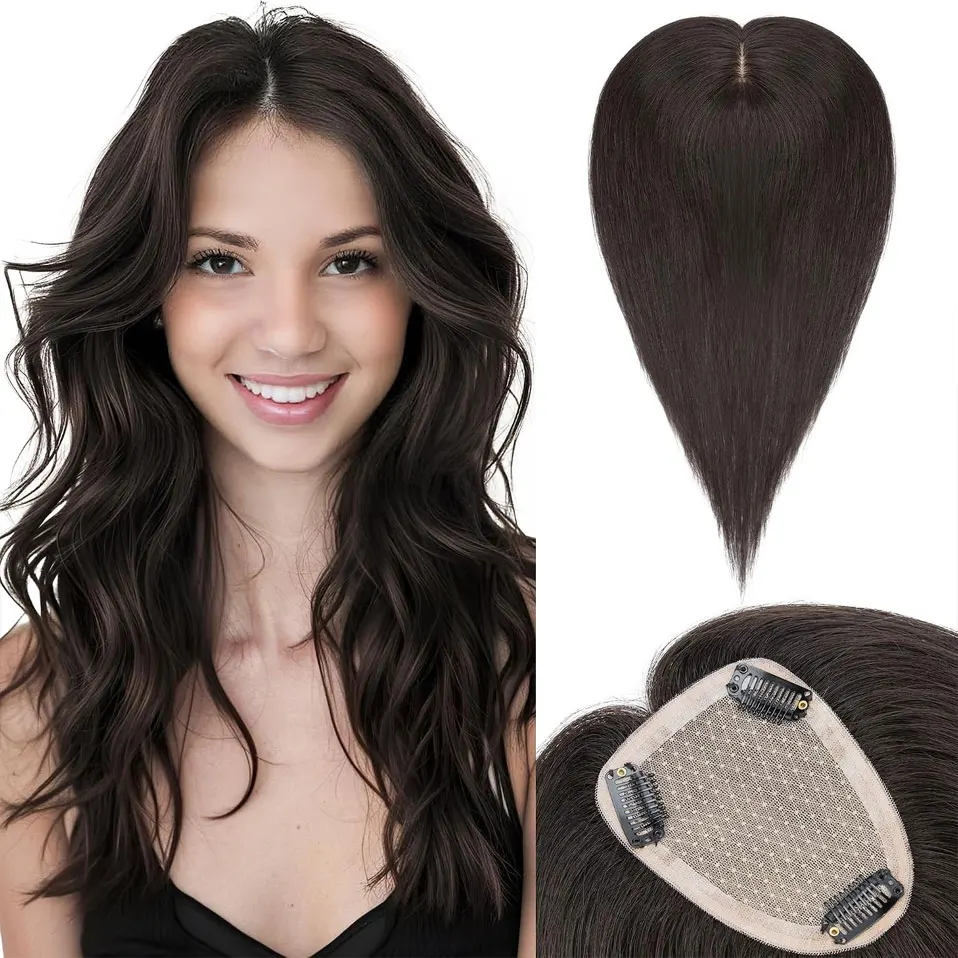 SEGO Upgrade Silk Topper Human Hair Scalp Toppers for Women Straight 150% Density 9x12cm Hairpieces Natural Top Hair Extensions