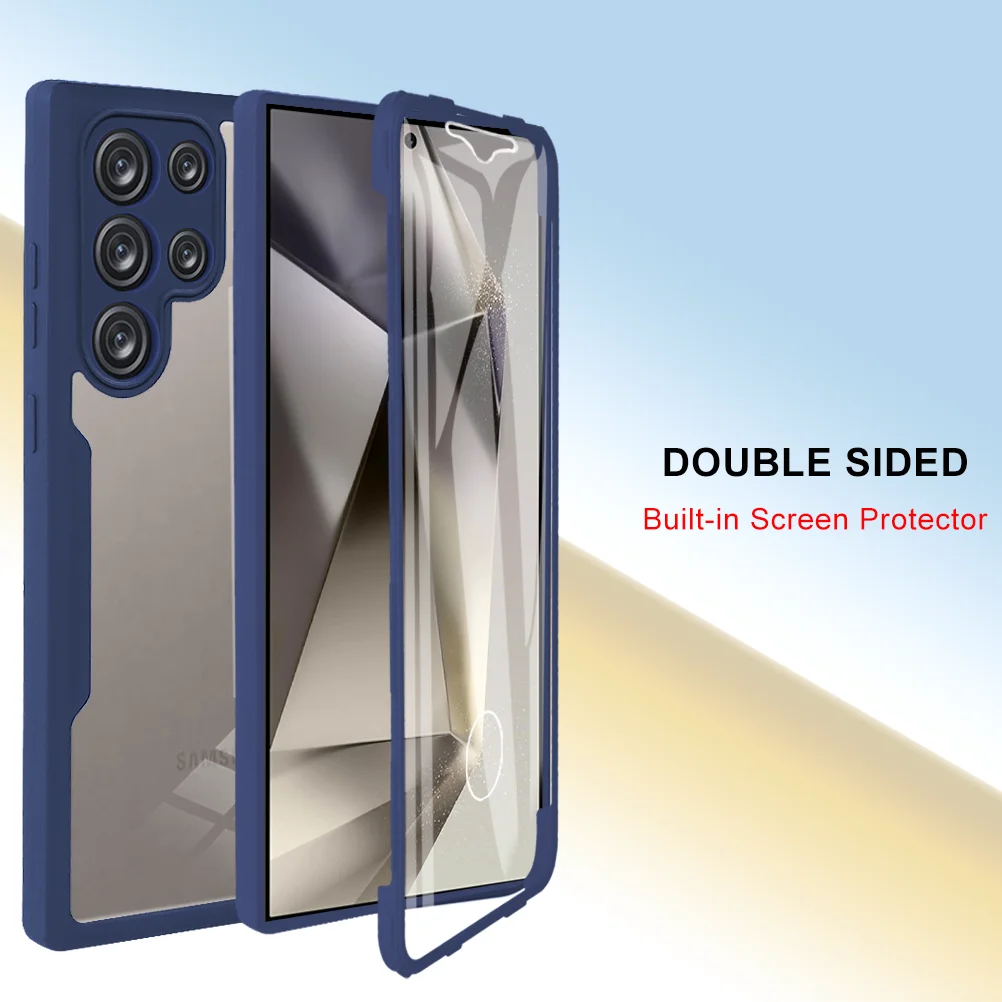 360 Double Sided Full Screen Protection Phone Case for Samsung Galaxy S25 S24 Ultra S21 S22 S23 Plus S21 FE S25 Edge Clear Cover