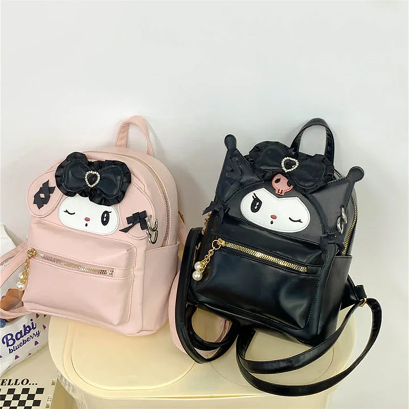 Sanrio Kuromi My Melody Lolita Gothic Mini Backpack Kawaii Anime Sweet PU Bag Exquisite Storage Knapsack Handbag Birthday Gift