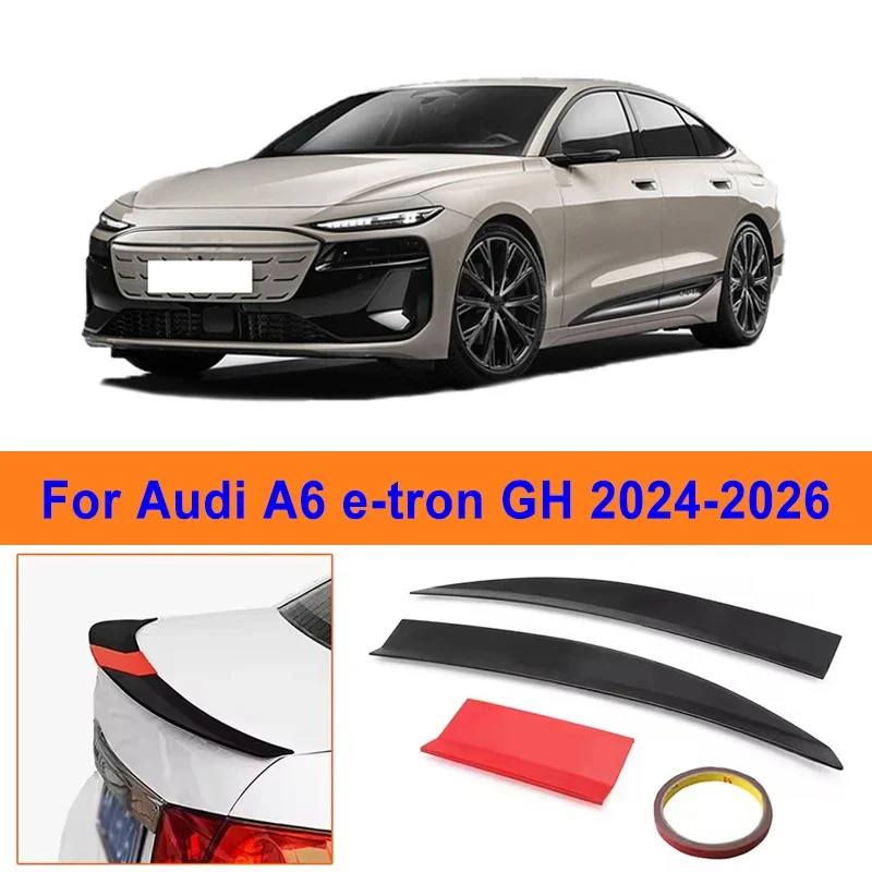 

For Audi A6 e-tron GH 2024-2026 3-Section ABS Rear Trunk Spoiler 115-125cm Adjustable Sports Decor Top Wing Car Exterior Parts
