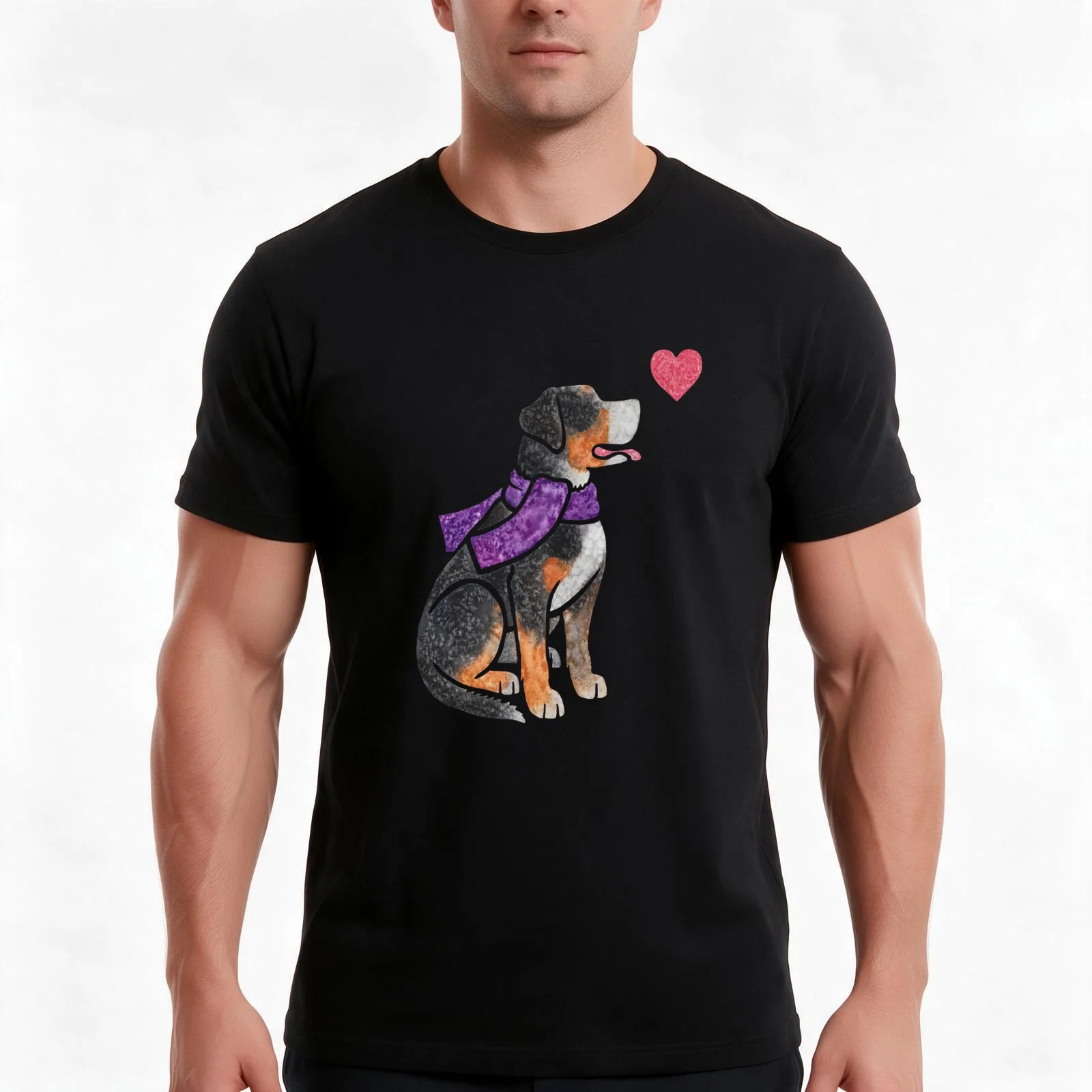Watercolour Greater Swiss Mountain Dog T-Shirt, Summer Casual Cotton Tee, Oversized Streetwear Tops, Vintage Graphic Print