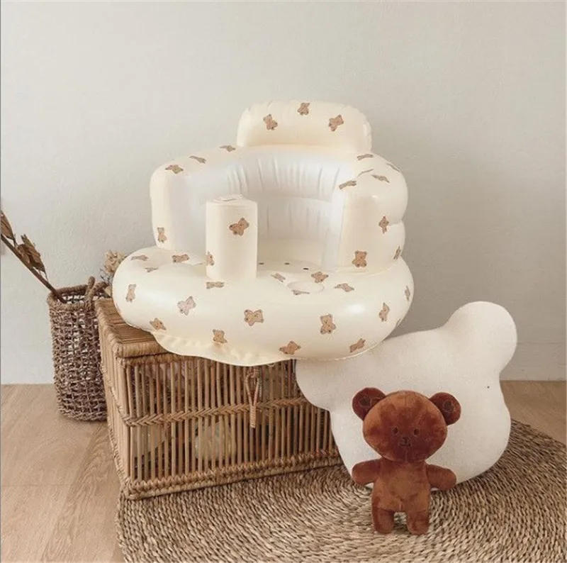 Foldable Inflatable Baby Sofa Anti Slip Bath Seat Baby Sitting Learning Chair Anti Fall Infant Support Seat