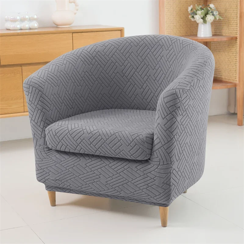 2 teile/satz Jacquard Club Tub Stuhl Abdeckung mit Kissen Abdeckung Elastische Sessel Schonbezug Rutschfeste Couch Abdeckung Möbel Schutz – Detail 9