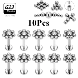 10Pcs ASTM F136 Titanium Spherical Cartilage Tragus Pircing Earrings 16G Cross Zircon Bead Daith Piercing Jewelry Wholesale