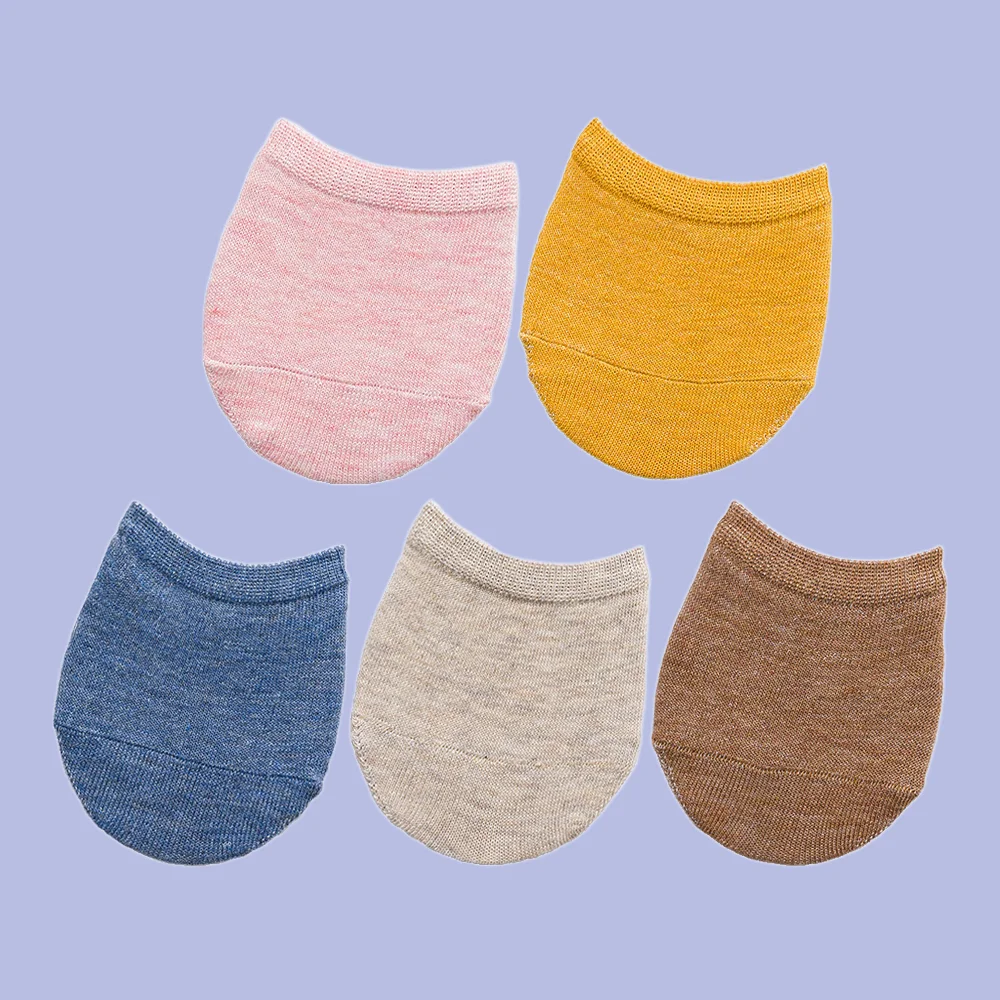 Chaussettes respirantes invisibles pour femmes, demi-pied, chaussettes de pied, couverture, document bonbon, femme, été, 2024, 5 paires