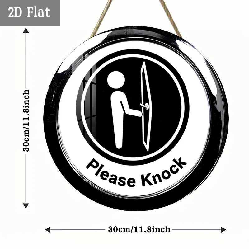 2D Flat, 1pc Modern Retro Minimalist Round Wood Panel Wall Art - Knock/Knock Sign Suitable for Home, Garage, Cafe Decor, Wood Ha