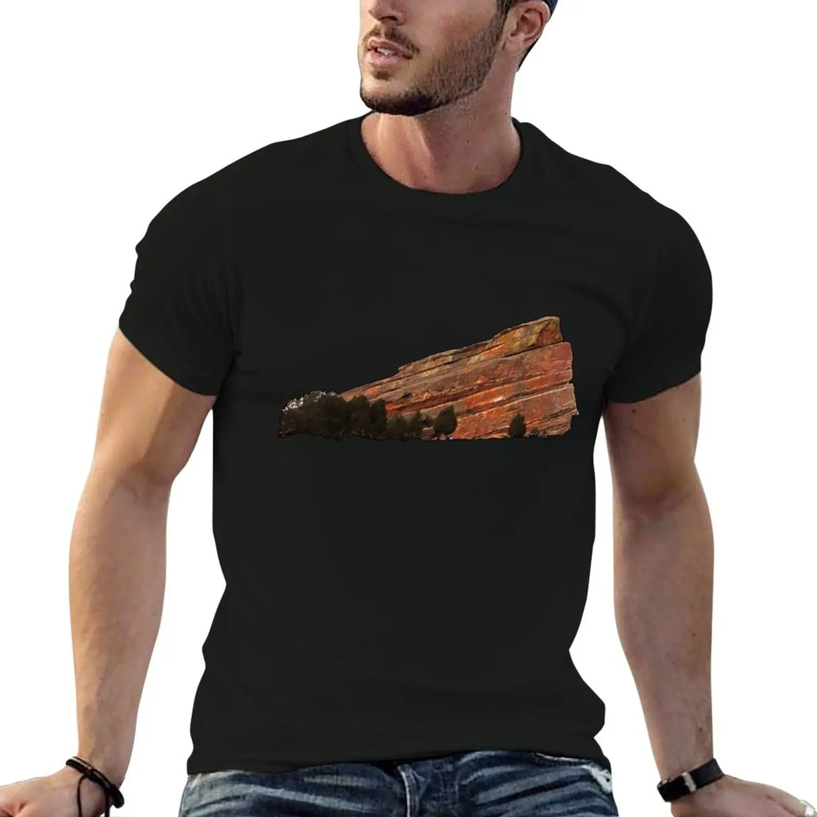 Red Rocks Cut Out T-Shirt man tshirt cotton tshirt 100% t shirts designer T-shirt