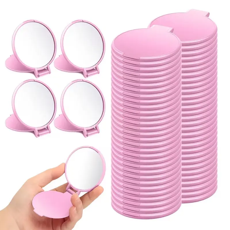 10Pcs/20Pcs/30Pcs/40Pcs/50Pcs Handheld Desktop Two-In-One Makeup Mirror Set, with Flip Cover Protection, with Mirror Stand, Portable Round Mirror, Suitable for Girls to Use When Going Out to Apply Makeup, with Flip Cover, Lightweight Round Mirror. Very Suitable for Wedding Favors, Party Favors, and Is the Best Choice for Valentine's Day, Christmas, Valentine's Day, Thanksgiving, and Mother's Day Gifts