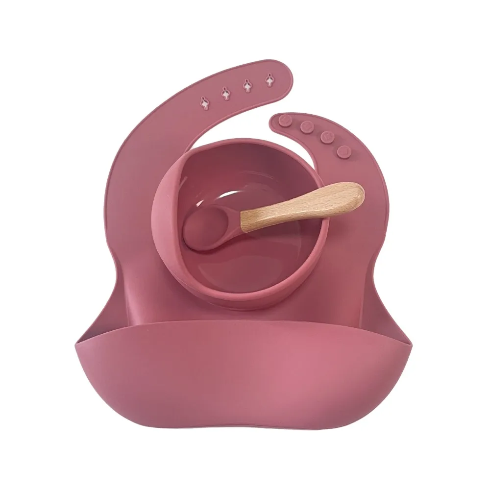 

Baby Feeding Soft Silicone Baby Feeding Bowl Silicone Bibs/Bowl/Spoon Baby Dining Bowl 3Pcs Set Dinnerware Feeding Bowls Infant