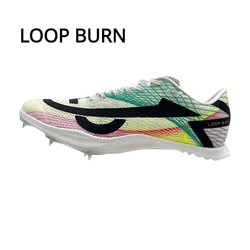 LOOP BURB Thick Sole Full Carbon Plate Track Field Men Spike Sprint Shoes Athletics Competition Short Running Training Sneakers