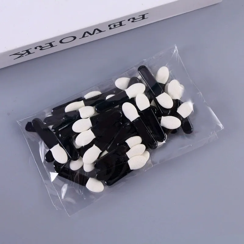 50/100pcs single-head Chrome  Applicator Mirror Stick Pigment Sponge Sided Eyeshadow Nail Powder Brushes Sponge Disposable