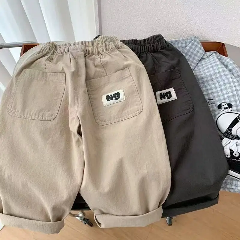 

Spring New Boys' Pants Children's Baby Casual Loose Solid Color Summer Trousers