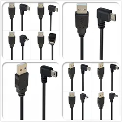 USB 2.0 Male to Mini USB UP Down Left Right Angled 90 Degree Cable Type A to Micro USB 0.25m 0.5m 1.5m 3m  for Camera MP4 Tablet