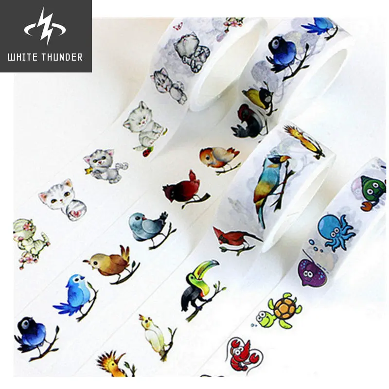 Cute Animal Cat Blue Bird Scrapbooking Washi Tape For DIY Student Christmas Gift Stationary Office Supplies